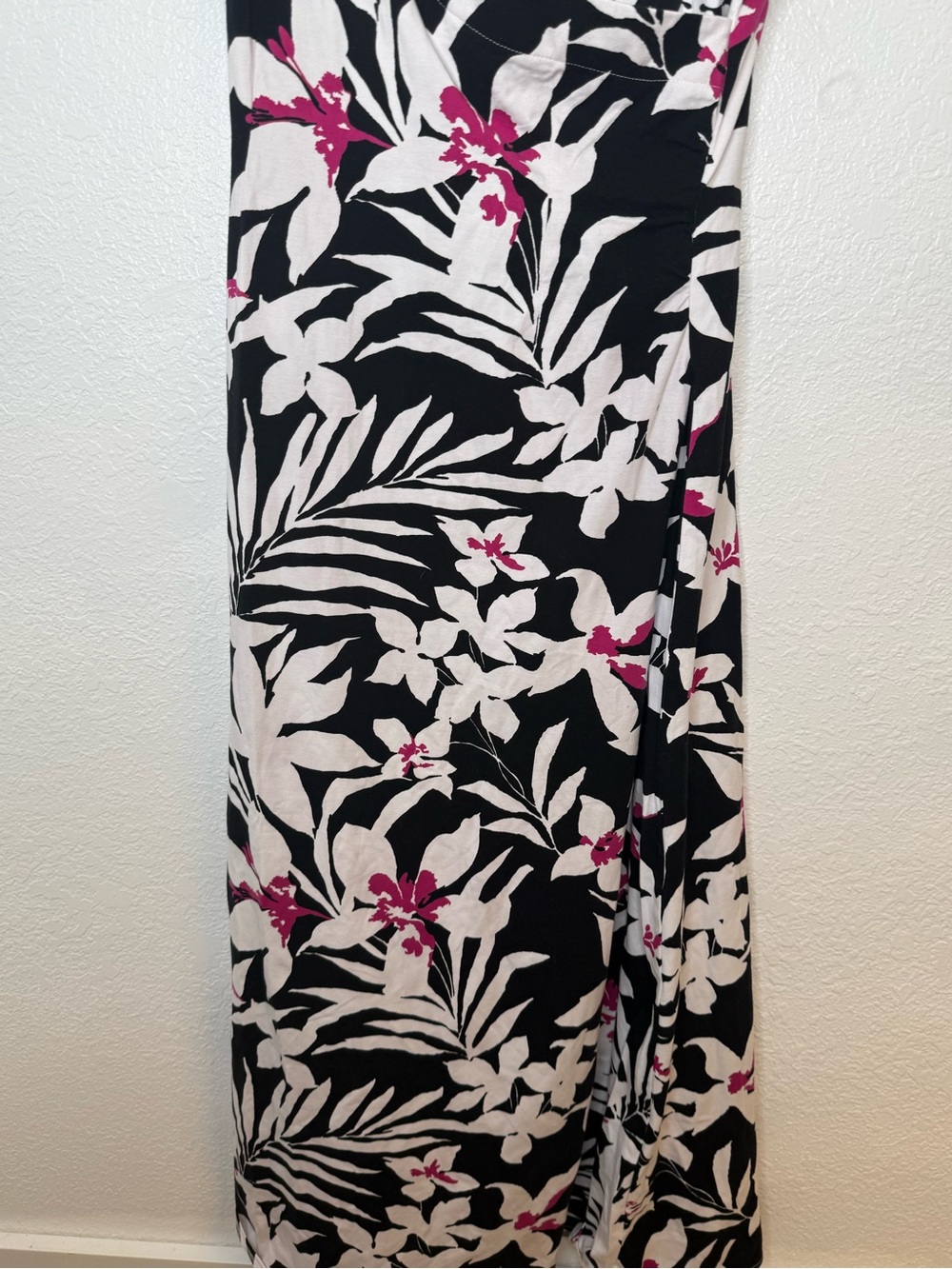 Soft Surroundings Tropical Floral Faux Wrap Maxi Dress Black Pink Small NWT - Picture 4 of 14